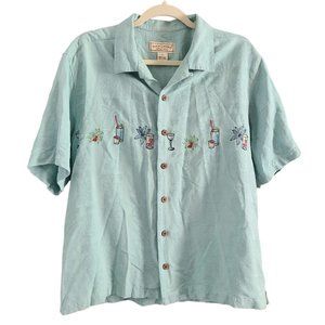 Boca Classics Island Wear Button Down Hawaiian Shirt 100% Silk LARGE